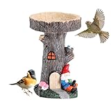 Harz Vogelstation Garten – Outdoor Minihaus Futterstelle, Kunstharz Vogeltränke Figur...