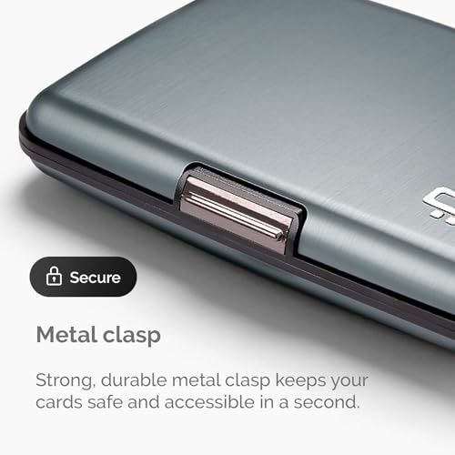 Image of OGON -DESIGNS- Aluminum card holder, RFID protection against fraud and demagnetization, compact wallet, Smart Case STOCKHOLM model (Aluminum Platinium, Extra-secure lock)