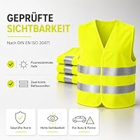 TK Gruppe Timo Klingler 4X Warnwesten ISO 20471 - Pannenweste 2026 Unfallweste Pkw Sicherheitsweste Weste Neongelb reflektierend Auto, Pkw, LKW - Autozubehör (4X Stück) – Ansicht 3