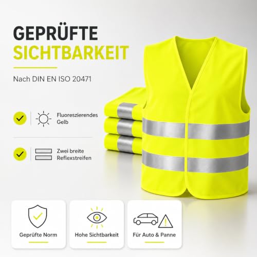 TK Gruppe Timo Klingler 4X Warnwesten ISO 20471 - Pannenweste 2026 Unfallweste Pkw Sicherheitsweste Weste Neongelb reflektierend Auto, Pkw… – Ansicht 3