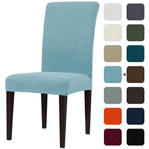 subrtex Funda Sillas Comedor Elasticas Fundas para Sillas Respaldo Alto Forros de Sillas de Comedor Universal (Pack de 2, Azul Claro)