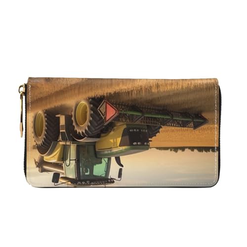 Farm Tractor Harvest Women Wallets Leather Zip Around Clutch Purses Waterproof Credit Card Holder With Phone Holder Ladies Travel Coin Purse2