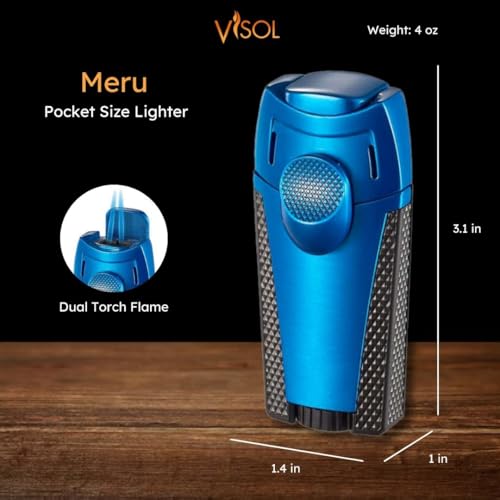 Encendedor a gas recargable Visol Meru llama doble miniatura 2