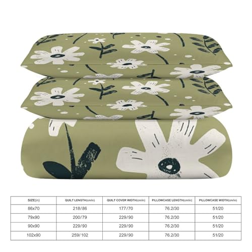 Linge de lit floral réversible 3 pièces en microfibre légère