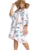 KFUBUO Surf Poncho Changing Towel Swim Robe with Pocket Plus Size Terry Cloth Swim Cover Up for Women Towel Poncho Hoodie