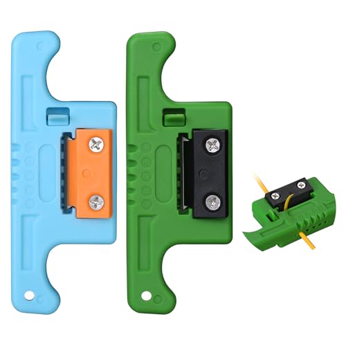 (Green＆Blue) A-05 Easily Portable Wire Stripper Fiber Cable Ribbon Stripper FTTH Fiber Optic Stripper, 1.9-3.0mm Access Tool Loose Buffer Tube Stripper with Replacement Blades