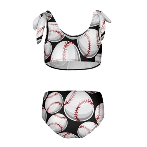 Girls Swimsuit 2-Piece Bikini Set Baseball Softball Ball Beach Sport Bathing Suit Swimwear for 6-12T2