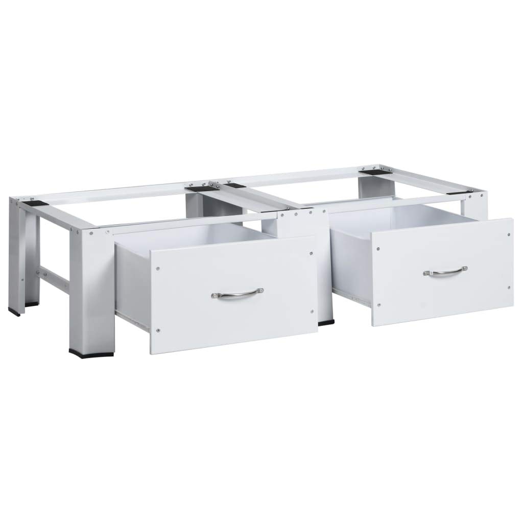Tidyard Untergestell für Wasch- und Trockenmaschine mit Schubladen Weiß 127 x 54,5 x 32,5 cm