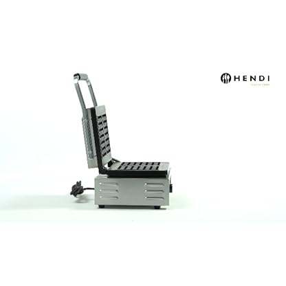 HENDI Waffeleisen 'Liège', Zwei 4x6 Quadrat-Muster, mit Waffelgabel, Temperatur stufenlos regelbar, antihaftbeschichtete Platten aus Gusseisen, 230V, 1500W, 320x437x(H)251mm, Edelstahl – Bild 8