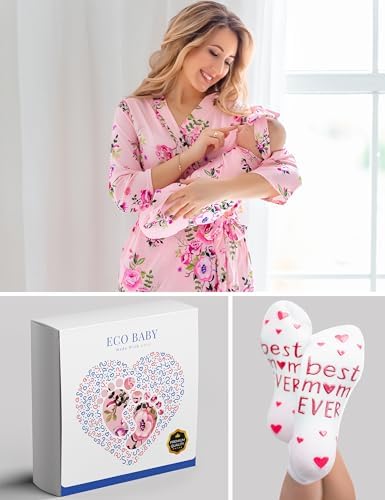 Mommy and Me Robe and Swaddle Set | Maternity Robe Matching Baby Girl, Boy, Grace, Large - 5
