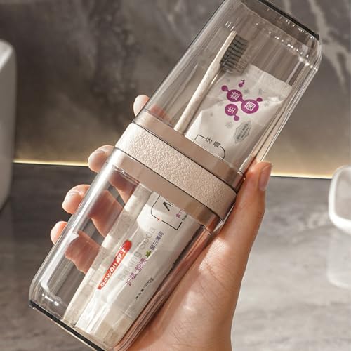 Portable Travel Toothbrush Containers Holder, Travel Toothbrush Case with Cup, Tongue Scraper Case for Camping, School