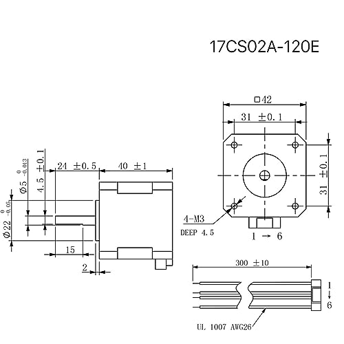 Moteur pas à pas coupleux 1.2A résistant à la chauffe arbre 5mm