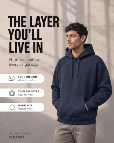 Image of Nobero Heavy Duty Oversized Solid Hoodie for Men | Hoodies for Men | Oversized Fit | Solid Colour | Thick Fleece Fabric | Drawstring Hood