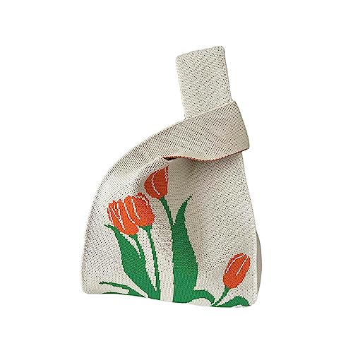 Image of Komociya Cute Wrist Bag for Women Trendy Knit Handbag Small Purse for Mom Girlfriend Birthday Christmas Valentines