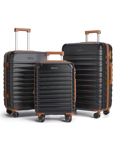 LIGHT FLIGHT Luggage Sets, 3 Piece Durable Suitcase Set with Spinner Wheels, 3 Pcs Hardside...