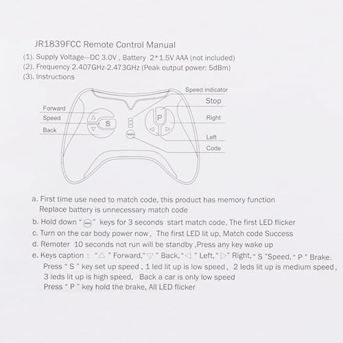 JR1839 2.4G Bluetooth Remote Control for Ride On Toy Cars 12V 24V Power Wheels Replacement Parts Remote for Kids Electric Car Truck SUV Bicycle Transmitter Control Box