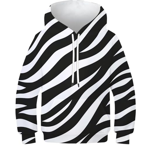 Sweat à capuche enfant zèbre pull imprimé 3D avec poches pour 6-15 ans