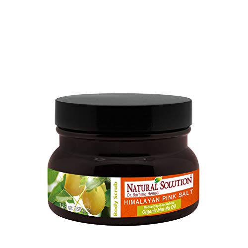 Natural Solution Himalayan Pink Salt Body Scrub with Organic Marula Essential Oil, Moisturizes and Nourishes Face & Skin - 12.3 Oz
