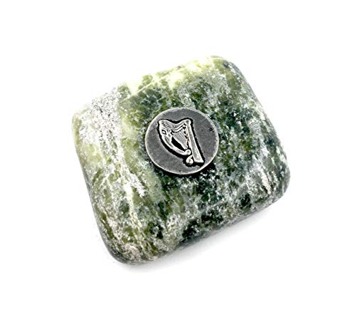 J.c. Walsh And Sons Ltd And Mullingar Pewter Irish Connemara Marble Paperweight With Small Harp #TOP8