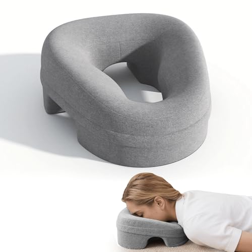 Face Down Pillow Massage Headrest for Bed massage pillow on massage table Piercing Pillows Sleeping Pillow Face Cradle After Eye Surgery memory Removable Cover with Breathable Design Light Grey