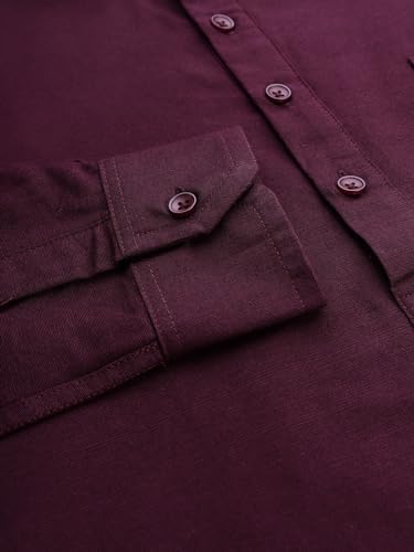 Image of KRYPTIC Men's Full Sleeve Regular Fit Short Kurta in Premium Pure Cotton with Patch Pocket and Mandarin Collar - Perfect Blend of Style and Comfort