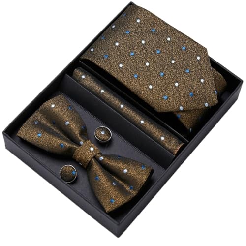 Set de 6 corbatas de moño para hombre en caja de regalo azul