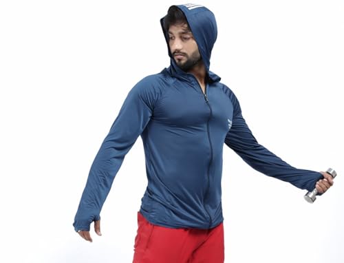 Image of Diamond Fashion Men's Gym Hoodie Jacket | Lightweight Stretchable Activewear for Workout, Running & Fitness | Quick Dry Full Zip Sports Hoodie for Men