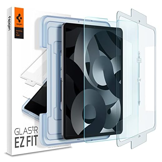 Spigen Glas.tR EZ Fit Skärmskydd kompatibel med iPad Air 5 2022, iPad Air 4 2020, iPad Pro 11 tum 2021, 2020, 2018, med Sjabloon voor Installatie, Kristallklart, Responsieve Aanraking, 9H härdat Glas