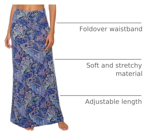 Image of Urban CoCo Women's Stylish Spandex Comfy Fold-Over Flare Long Maxi Skirt