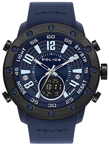 Police Watches batur Mens Analogue - Digital Watch with Silicone Bracelet PL.16015JPBLU-03P