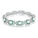 CiNily Opal Tennis Bracelets 18K White Gold Plated link Bracelets Opal Jewelry for Women