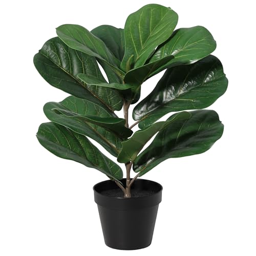 LuckyGreenery Artificial Small Fiddles Leaf Fig Tree Potted Plant,Realistic Faux