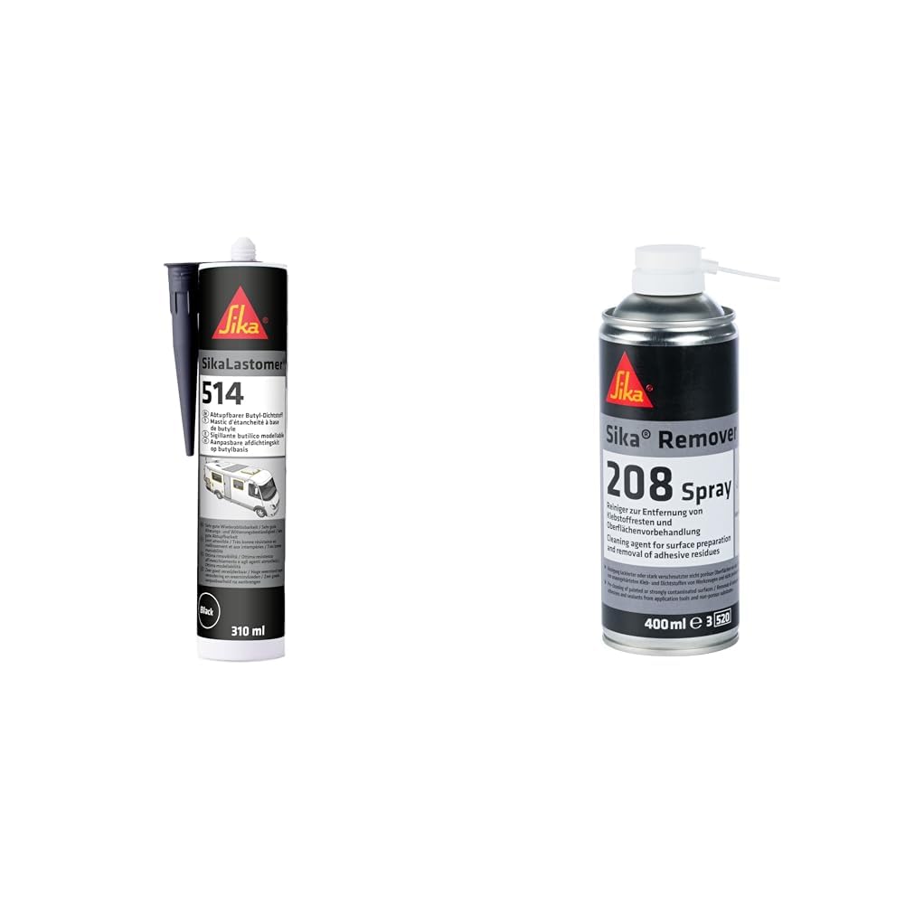 SikaLastomer-514 schwarz - abtupfbare Dichtmasse + SikaSpray Reiniger – Sika Remover-208