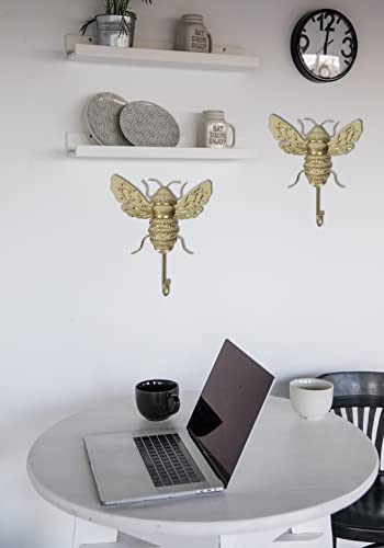 Set Of 3 Bee Metal Hooks! This Hook Can Be Hung At Your Entrance, Hanging Jackets, Hats, Keys, And More At Your Entrance And Exit. (White/Gold/Champagne) #TOP4
