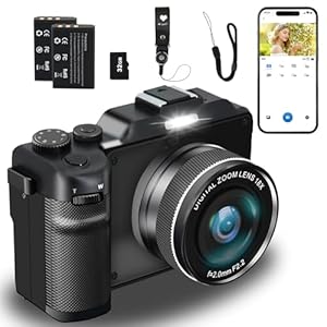 4K Digital Camera,48MP 18X Digital Zoom Autofocus Vlogging Camera with 32G Memory Card 2 Batteries,Cameras for Photography Camcorder for YouTube