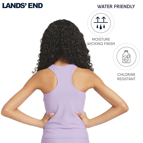 Image of Lands' End Girls' UPF 50+ Swim Bikini Bottom and Racerback Tankini Set