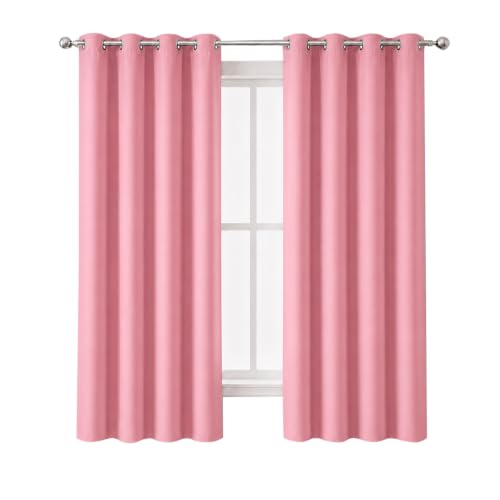 Image of LEMOMO Pink Thermal Blackout Curtains /52 x 72 Inch /Set of 2 Panels Room Darkening Curtains for Bedroom