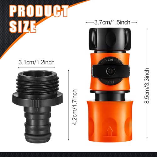 Threlaco 20 Pack Garden Hose Quick Connect with Shut Off Valve, No-Leak 3/4\" GHT Plastic Water Hose Fittings for Sprinkler Nozzle Rv Washer Heavy Duty Repair Kit with 40 Adapters & 40 Washers - Thumbnail 4