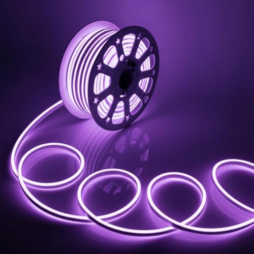 Image of 16.4 Feet Neon LED Strip Lights, with 12V Adapter, Waterproof IP65, Silicone Flexible Rope Light for Home Decor | Led Strip Lights | Neon Lights | Strip Lights | 5 Meter | (Purple)