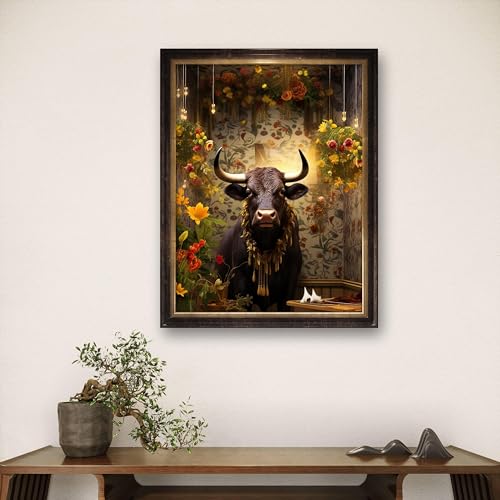 Image of Leczany Cross Stitch Stamped Kit for Beginner - Cows and Flowers | DIY Embroidery Starter Patterns Craft Kit Needlepoint for Adults | 11CT, 3 Strands | 13x16.9 inches