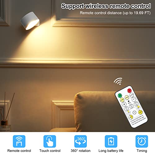 Lightess Led Wall Sconce, Wall Mounted Lamp With Rechargeable Battery Operated, 3 Brightness Level & 3 Color Temp 360°Rotate Magnetic Ball,Touch & Remote Control Wall Light For Reading Study Bedside #TOP4