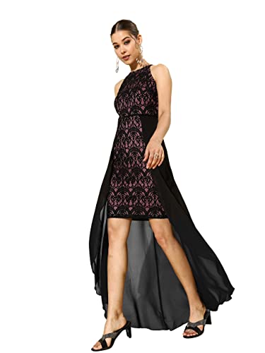 Image of Miss Chase Women's Round Neck Sleeveless Polyester Ruffled Knee- Length Dress
