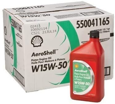 Aeroshell SHAEW155-12 15W50 Shell Aviation Oil, 1 Quart, 12 Pack
