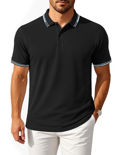 Mens Polo Shirts Mock Neck Short Sleeve Workout Shirts