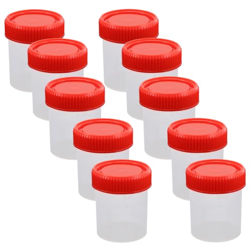 Luxshiny Lot De 10 Gobelets À Urine Avec Couvercles À Vis Étanches Pour Collecte D'Échantillons Médicaux Contenants De Spécimens Pratiques 5.7X4.6X4.6Cm