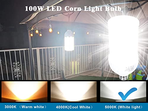 2 Pack 150W/120W/100W/80W/60W/50W/20W Led Corn Light Bulbs, Super Bright 100-Watt Led Corn Bulbs, E26 Base With E39 Adapter,5000K ,15000Lm Led Light Bulb For Garage Warehouse Workshop Barn (100W) #TOP5