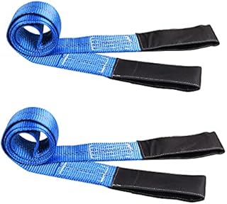 CarBole 6 'x 2" Sling Lifting with Flat Loop, 2 Pack Strong Heavy Duty Duplex Polyester Sangbing Lift Sling Strap Strop, Max Breaking Strength 9000lbs, Working Charge 3000lbs (Blue)