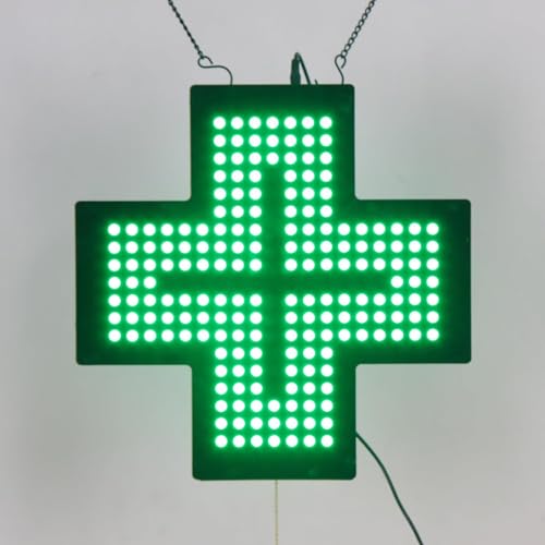 IEVEDIVB Letrero De Neón LED con Cruz De Dispensario, Lámpara Acrílica En Forma De Cruz De Farmacia con 3 Modos: Siempre Encendido, Intermitente Y Intermitente General, Claro Y Brillante(48x48 Cm)