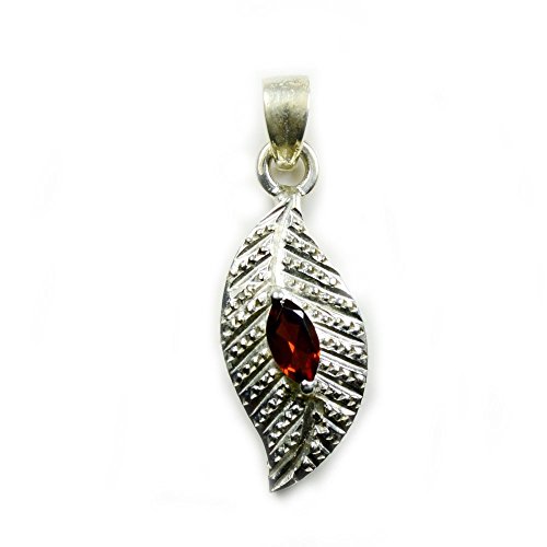 Pendentif grenat naturel feuille argent 925 bijou quotidien