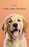 2024 Monthly & Weekly Pocket Planner: 12 months calendar with holidays, small size for purse from January to December 2024. Animal, Dog Cover.